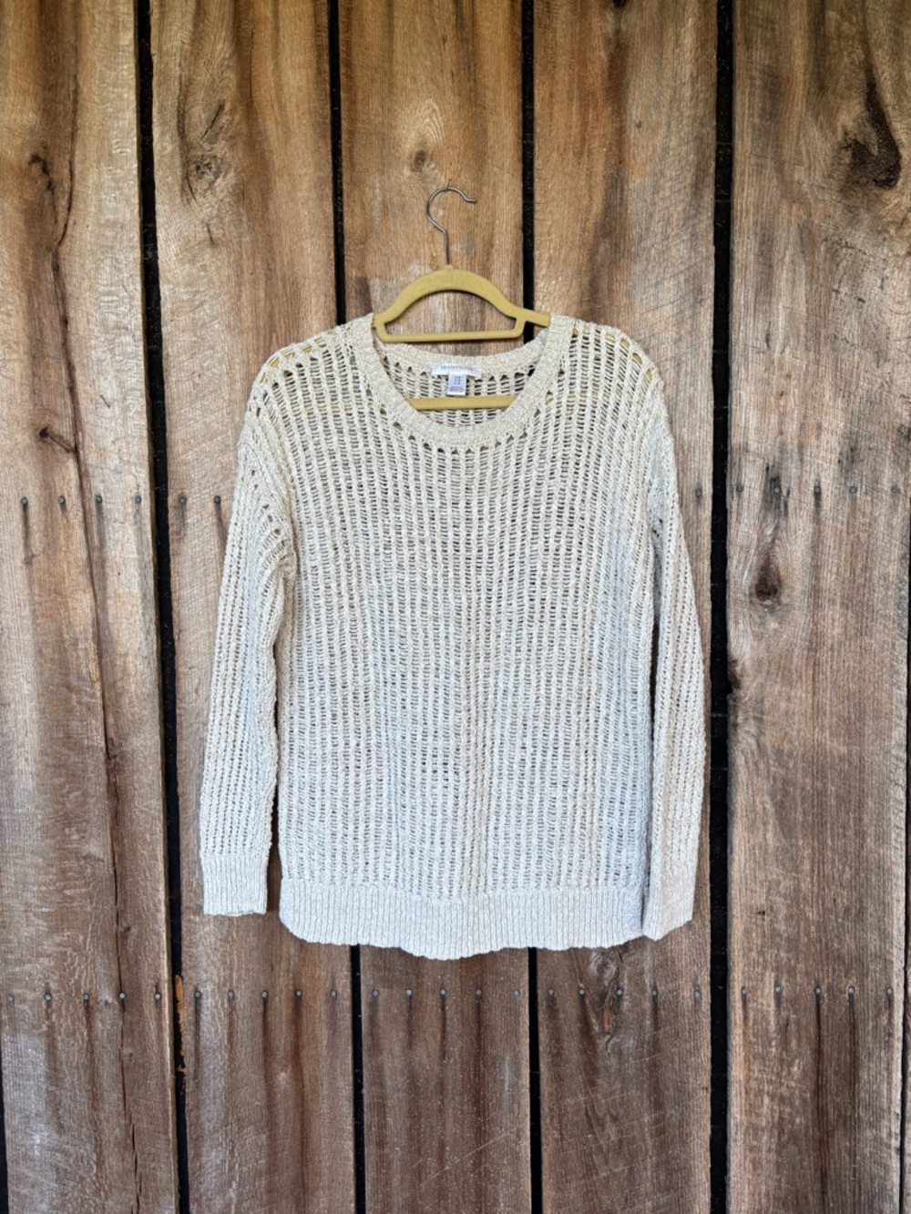 Motherhood Maternity Open Knit Sweater‎ Medium Ivory Cream Lightweight Boho